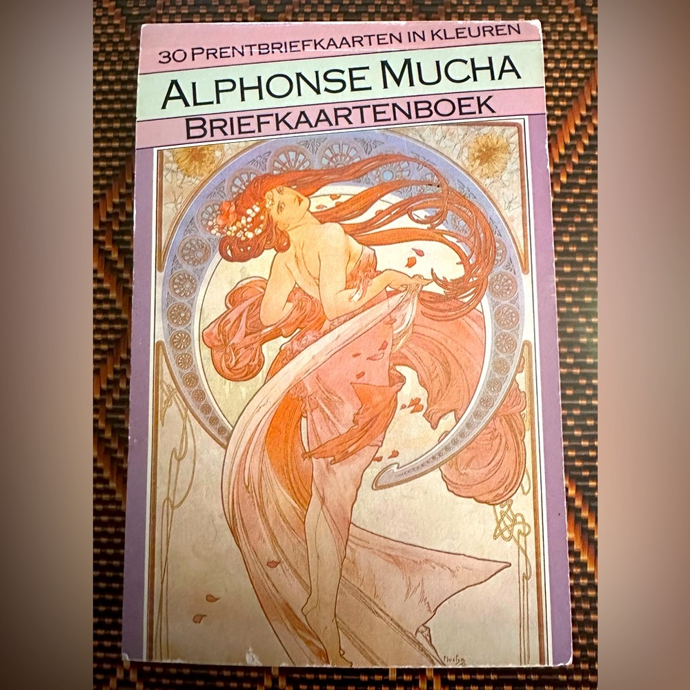 Rare Alphonse Mucha Art Postcard Book 30 Reproductions in Color 1991 HTF Retired